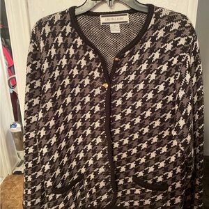 Crystal Kobe Houndstooth Cardigan Sweater